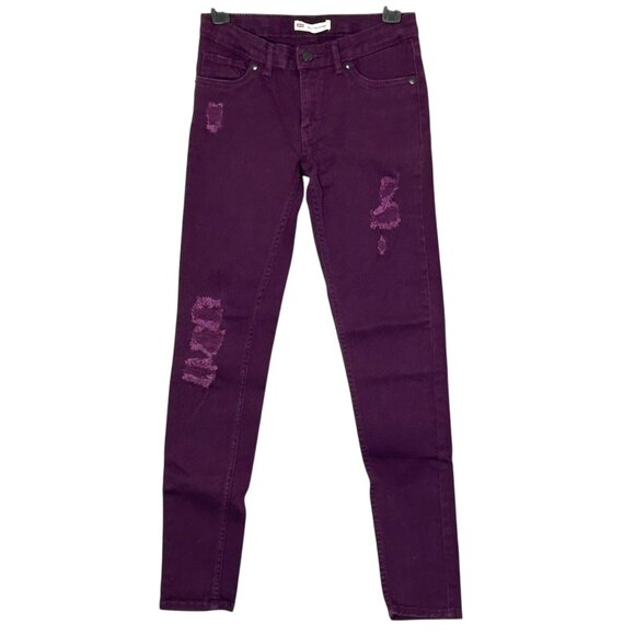 Levis Denim - Levis Women's Junior 14 Regular 710 Super Skinny Distressed Purple Jeans